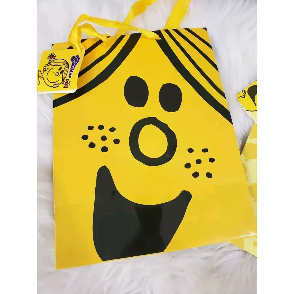MR HAPPY SUNSHINE MR MEN LITTLE MISS SMILEY FACE GIFT BAGS lot of‎ 2 party favor